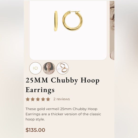 KNIFE EDGE HOOP EARRINGS GOLDEN VERMEIL OVER 925 SILVER - Picture 11 of 11